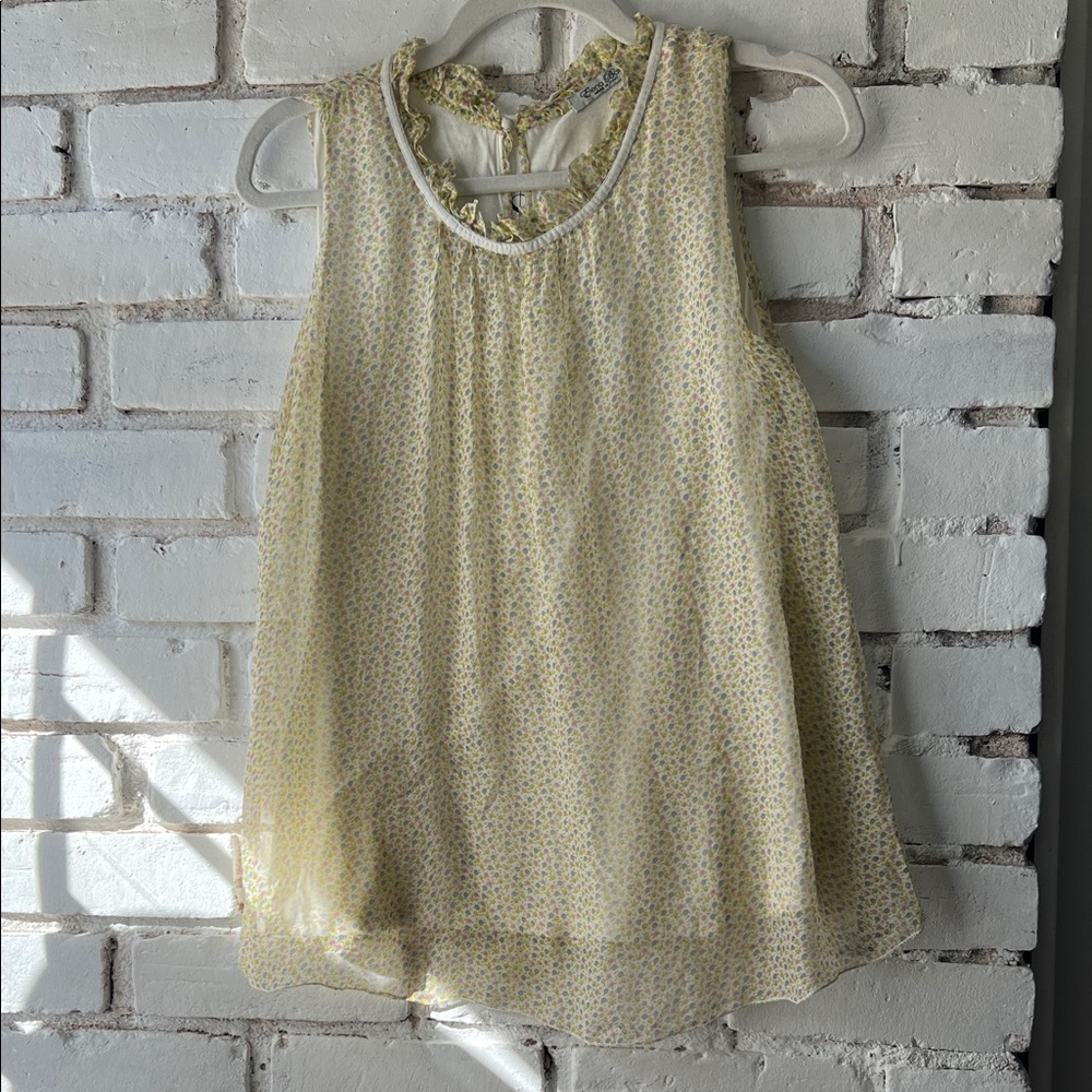SILK Sunshine Floral Sleeveless Chiffon Camisole in Pale Yellow - Picture 2 of 13